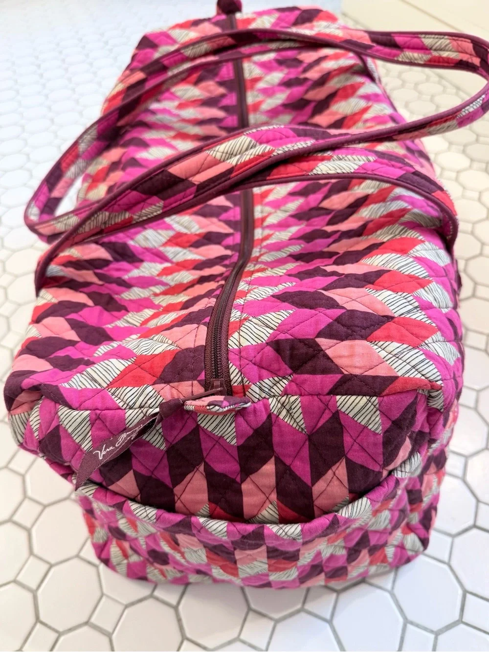 Vera Bradley Hot Pink & Magenta Geometric Large Duffel (Bohemian Chevron)